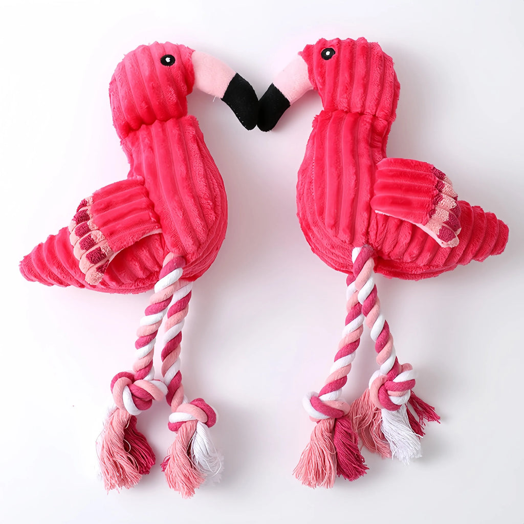 Pink corduroy animal-shaped squeaky dog toy for small and large dogs