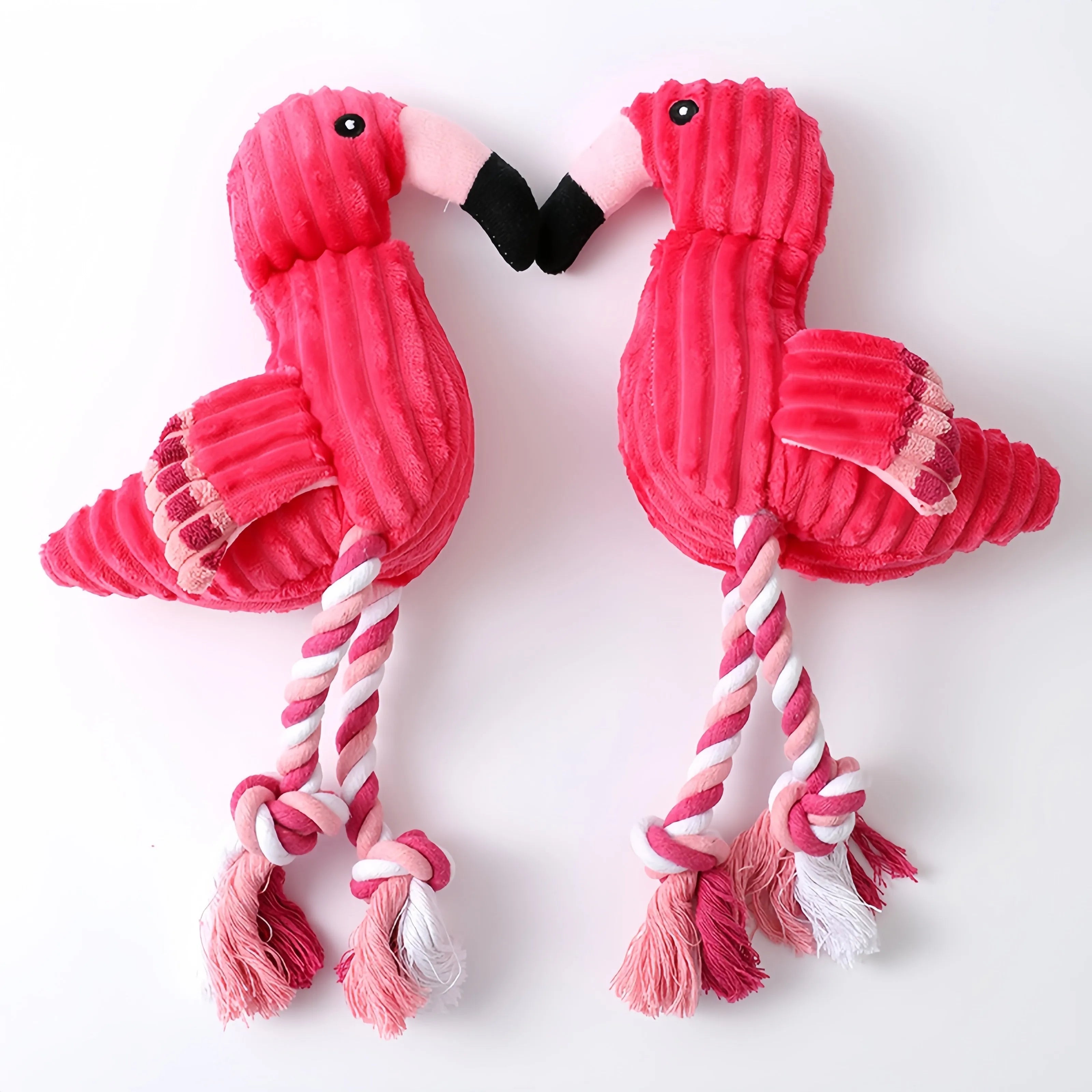 Pink corduroy animal-shaped squeaky dog toy for small and large dogs