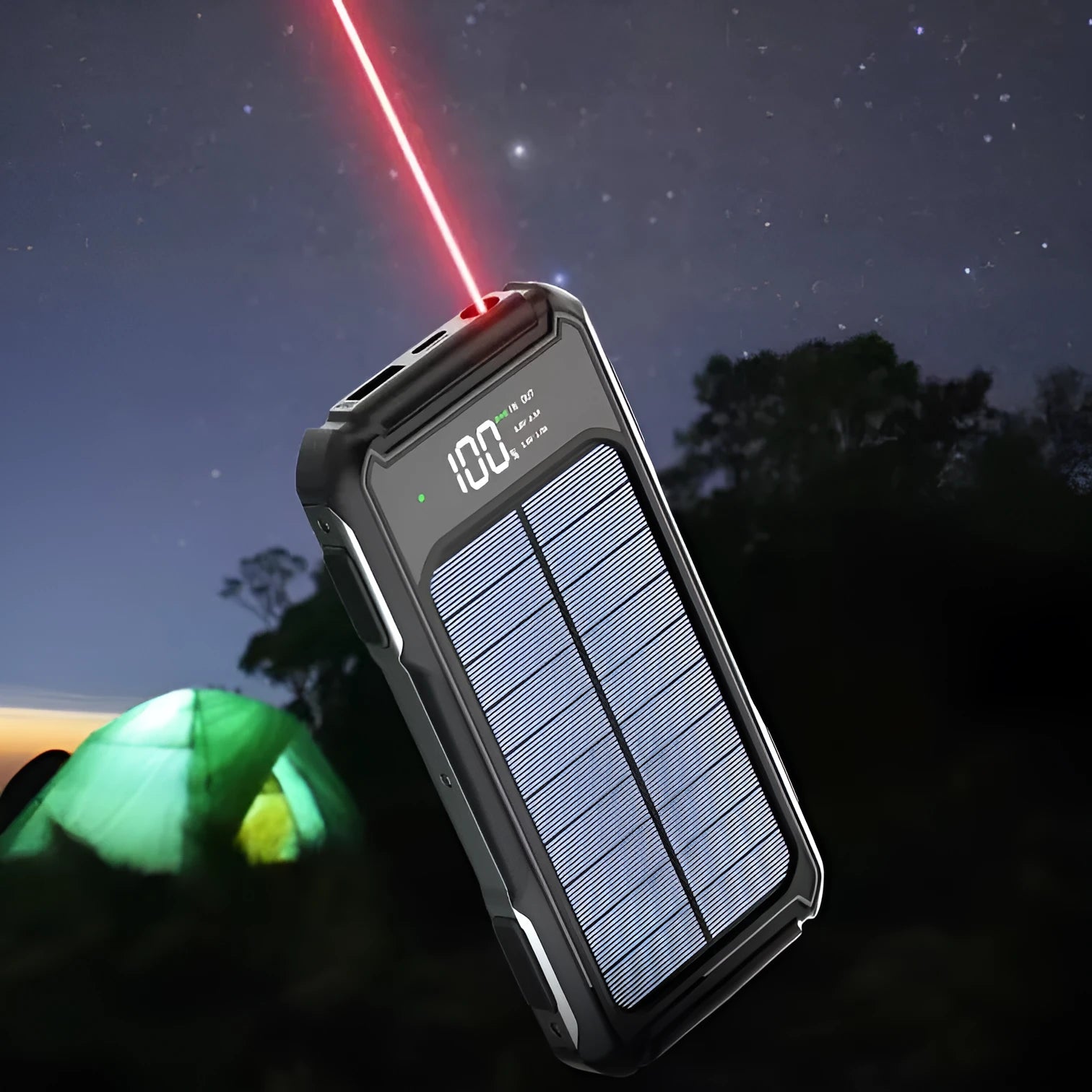 Military-grade portable power bank in black, green, or orange with 10000mAh or 20000mAh capacity