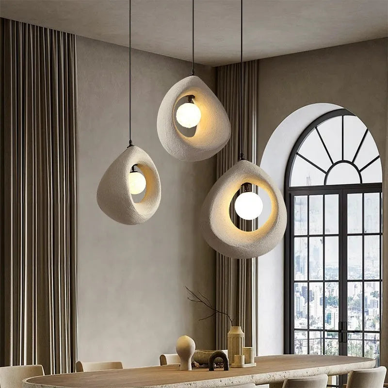 Modern simple retro bar chandelier with milky white lampshade measuring 32x35cm for dining room