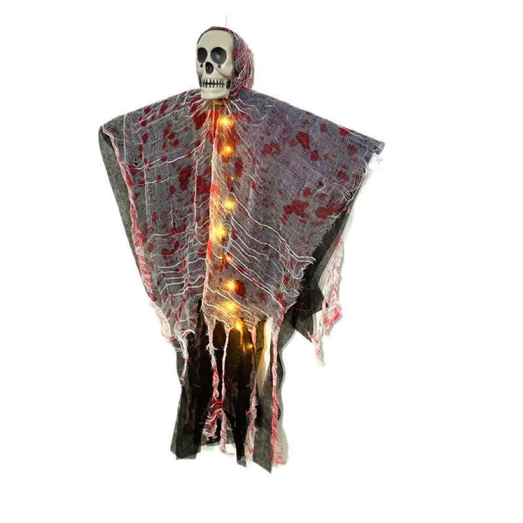 Blood-dyed luminous plastic skull hanging ghost Halloween outdoor ornament