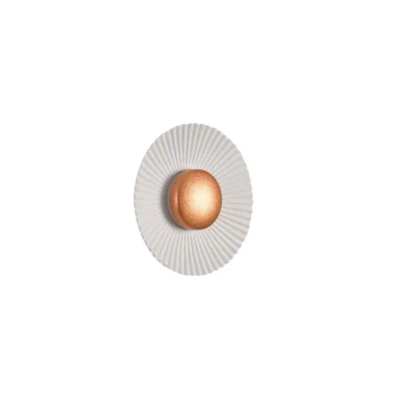Round aluminium wall lamp with white and gold finish options for bedroom and living room lighting installation