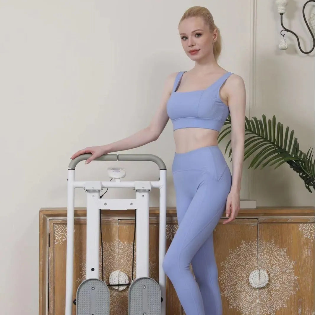 Starlight white foldable multi-function treadmill and climbing frame for home fitness with 1000-day motor