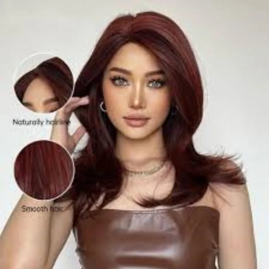 Mid-length platinum gradient colour full-head wig with long curly hair and bangs