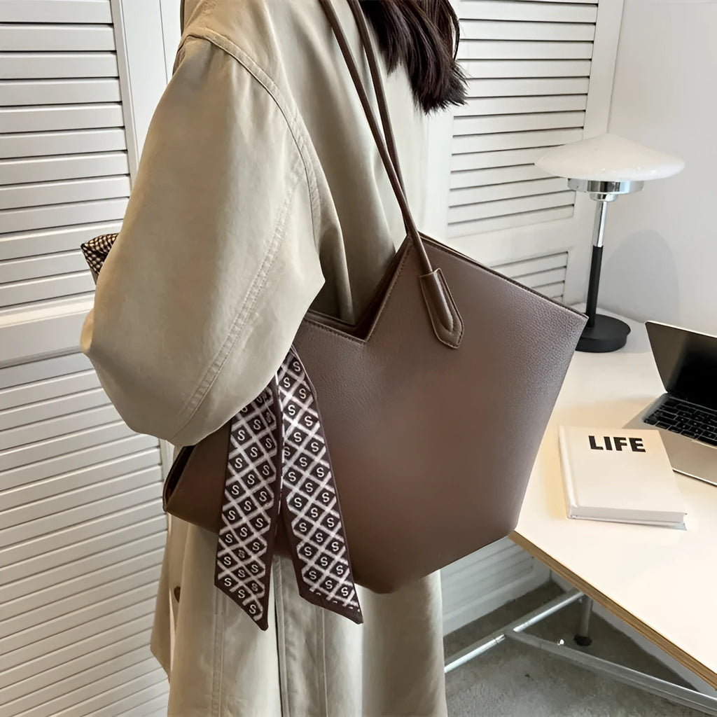 Women's large capacity PU shoulder bag in horizontal square shape showing eight colour options