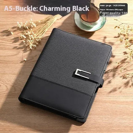 A5 soft leather notebook in business brown colour with pu cover and wood-free paper pages