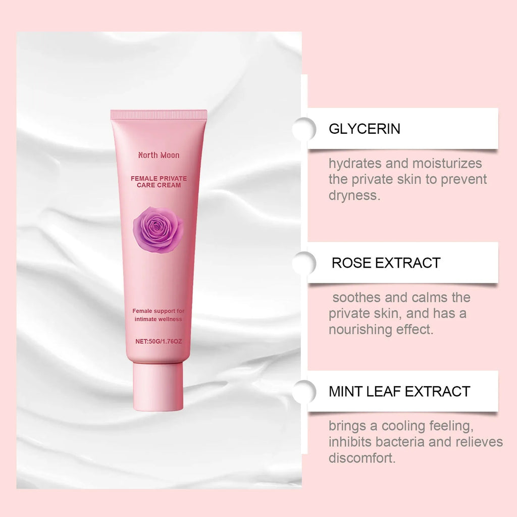 50g container of rose and peppermint moisturizing cream for body care