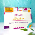 Habit tracking planner book with 12 pages in A4 size showing flower white cover option