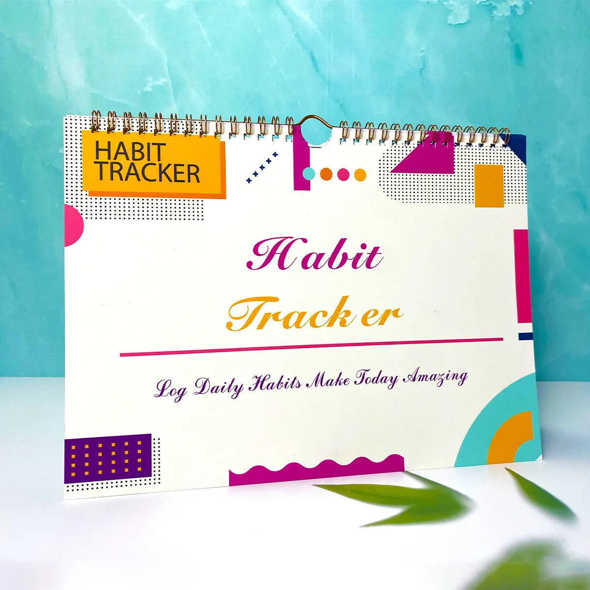 Habit tracking planner book with 12 pages in A4 size showing flower white cover option
