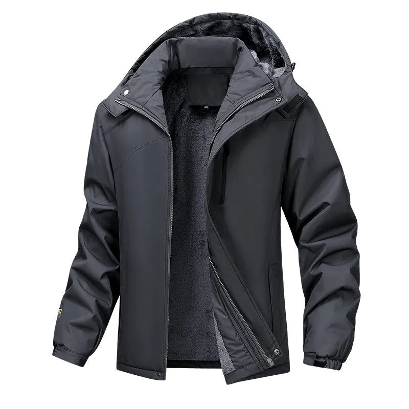 Men's plus size loose fit hooded winter coat in Army Green colour