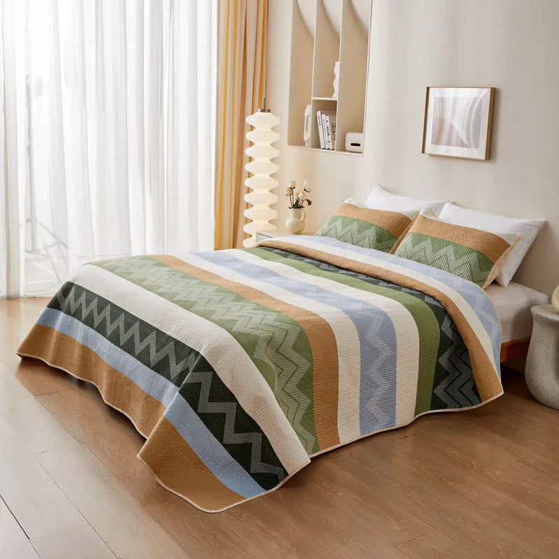 Pure cotton printed bed sheet set in modern bedspread style for a 2.2 metre bed.