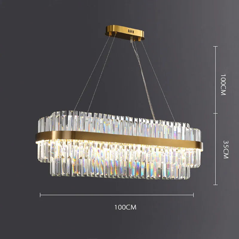 Crystal chandelier ceiling light with fish-shaped multi-head design and adjustable height