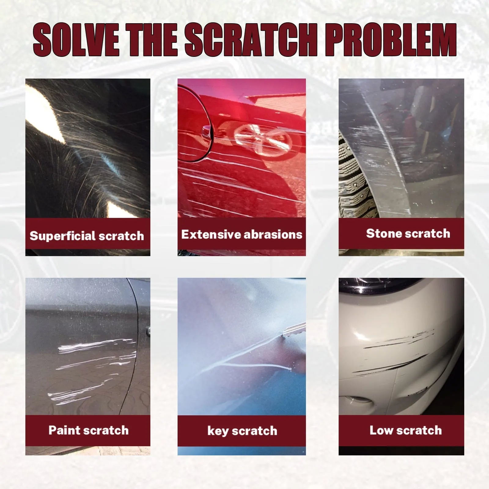 60ml car scratch repair wax set with applicator sponge for paint surface maintenance