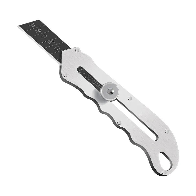 Stainless steel folding art knife with black blade and replacement blades for craft projects