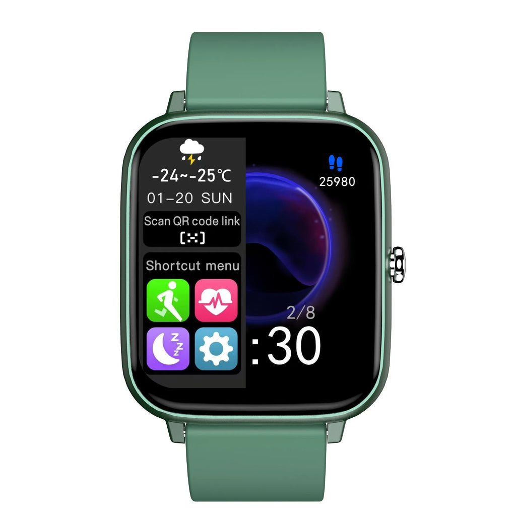 Smartwatch with 1.54 full touch screen, TPU strap, Bluetooth calling, music playback, pink black green