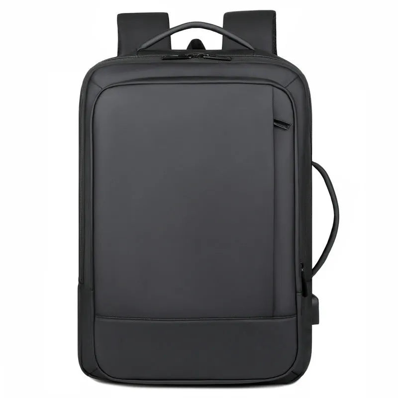 Waterproof Oxford cloth business backpack with curved shoulder strap in black colour