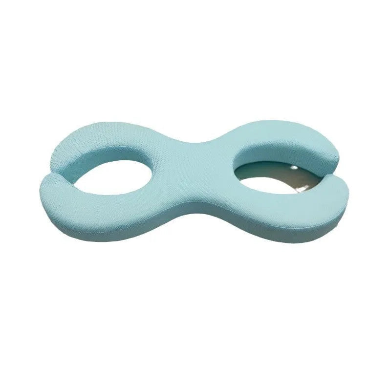 Cool blue memory foam cervical pillow with cylindrical traction design showing 6cm and 9cm thickness options