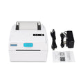 White Bluetooth thermal label printer with compact dimensions for shipping label printing