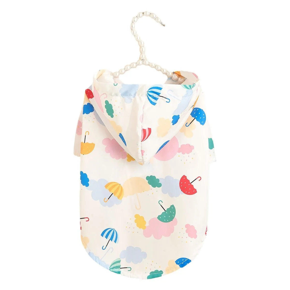 Colourful cartoon umbrella pattern pet raincoat for dogs and cats in waterproof polyester