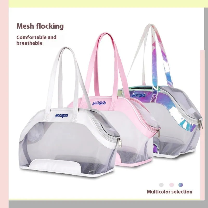 Leather cat outing carry bag in Milan White colour with 25 litre capacity.