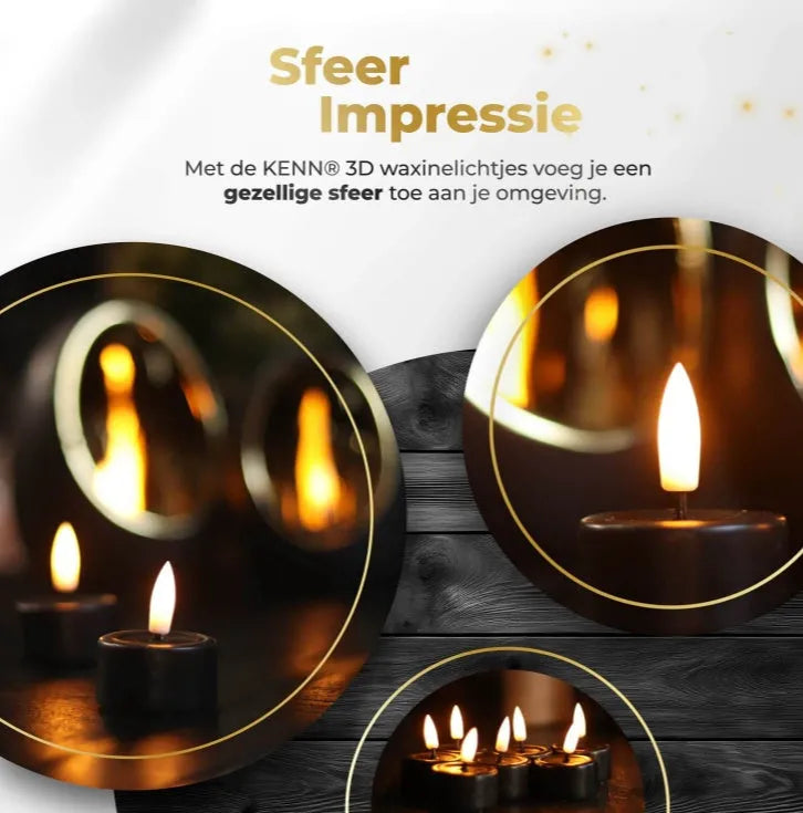 Set of four black S10 model LED flameless tealight candles showing size.