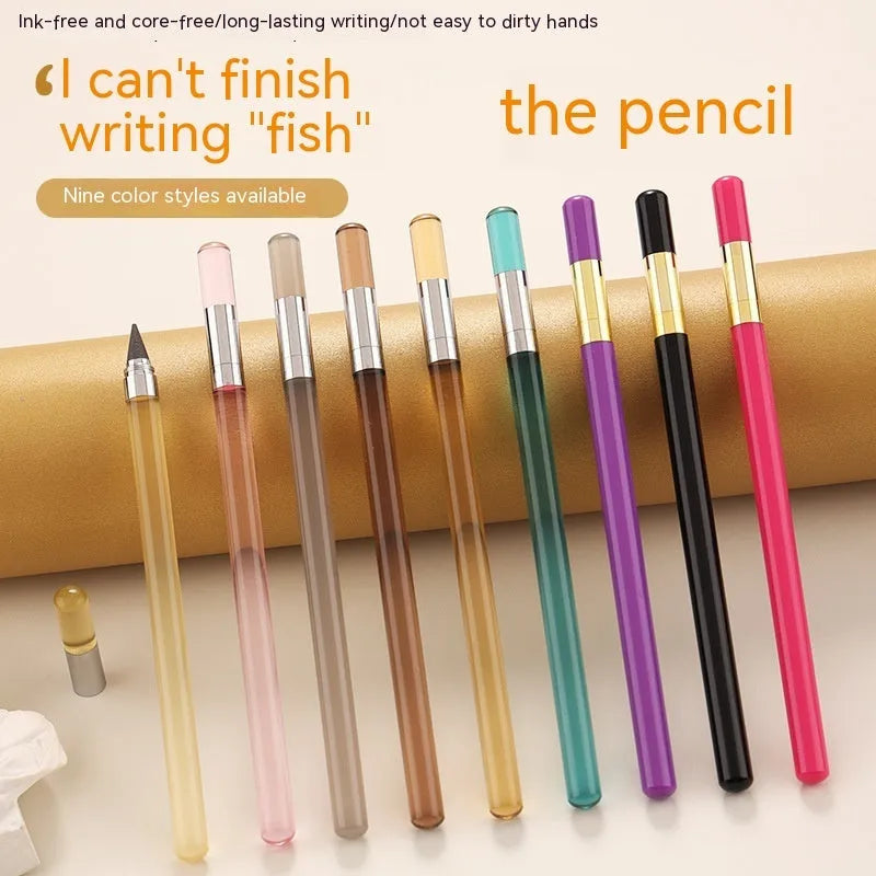 Transparent acrylic mechanical pencil with alloy tip showing internal lead mechanism