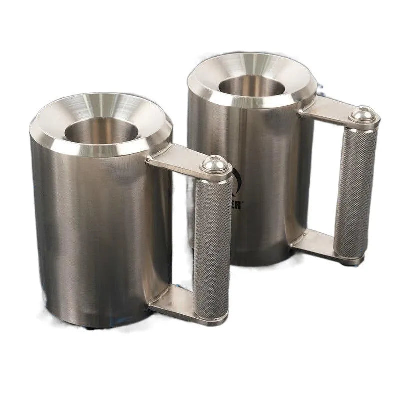 Single silver stainless steel dumbbell cup weight, 8kg, for adjustable fitness equipment.