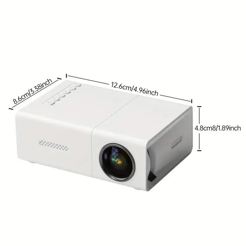 M100 mini home LED projector in black or white with remote control and 100-inch projection capability