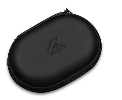 Black oval leather earphone storage pouch for compatible headphone models.