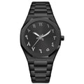 Business casual men's steel belt quartz watch with slim 10mm case on wrist