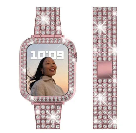 Apple Watch case with double diamond glass peep-proof screen protector in multiple colour options.
