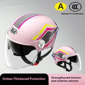 3C certified ABS half motorcycle helmet with double mirror visor in various colours for men women and children