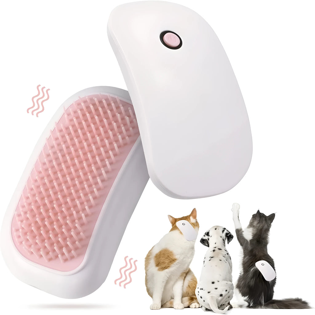 Pink electric pet massage brush with TPE teeth for cat and dog grooming