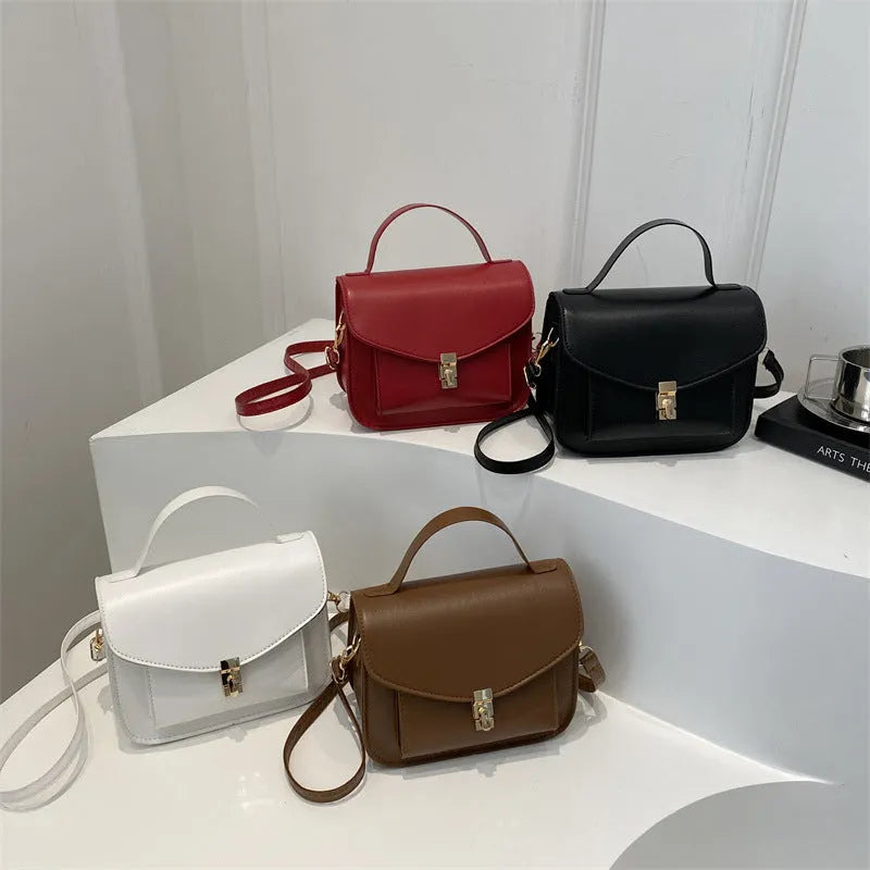 Medium hardness PU leather messenger bag with document compartment in horizontal square shape