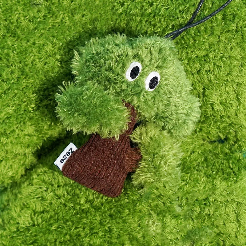 Pine wood base cat toy with fabric catnip pouch hanging from a string.