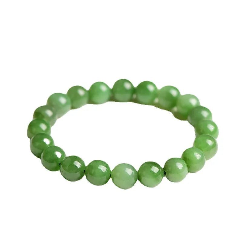 Natural jasper ball bracelet handcrafted from Hetian jade with polished stone beads