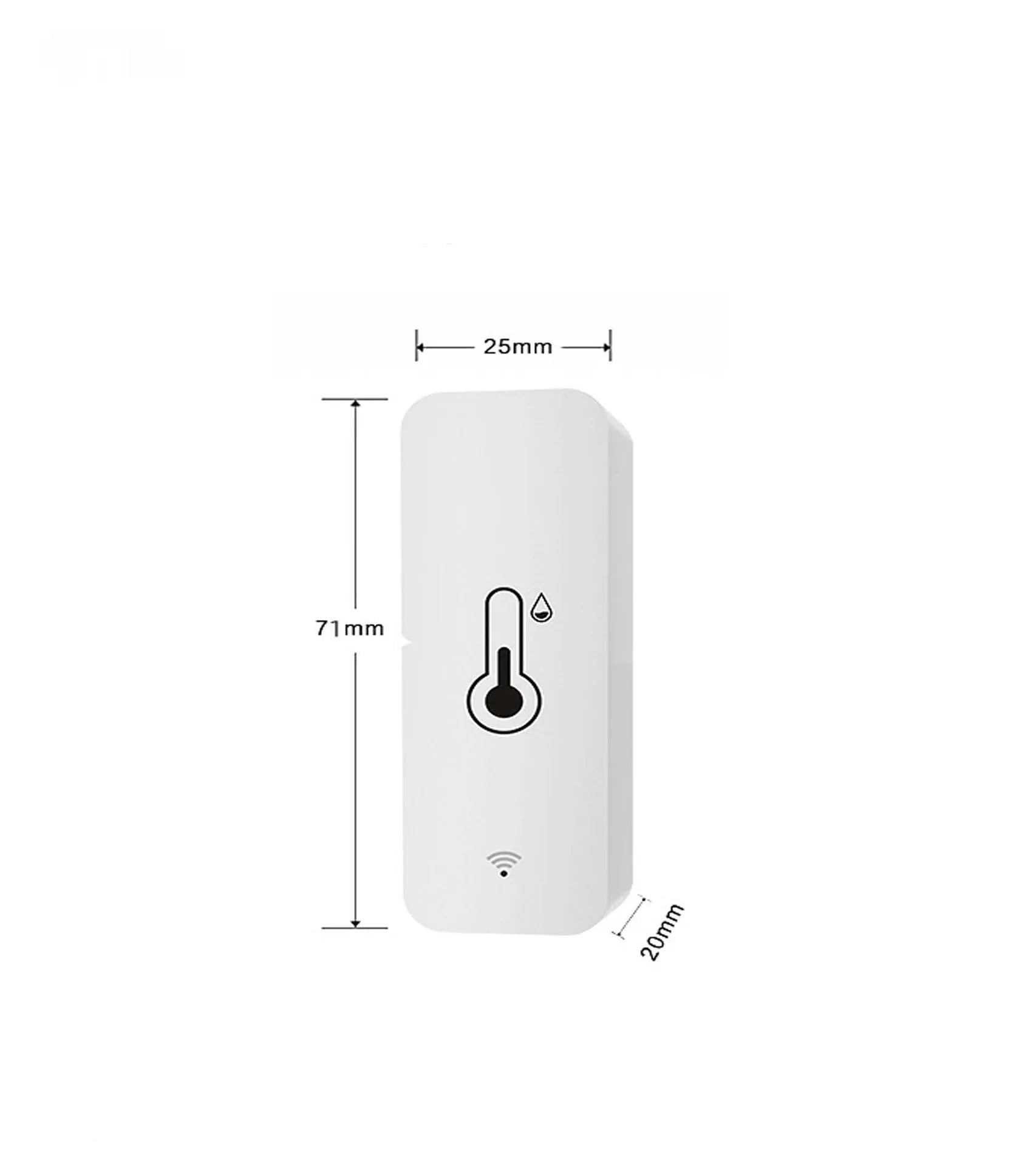 Compact white ABS temperature and humidity sensor with WiFi connectivity for wireless environmental monitoring