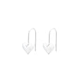 Silver Korean-style three-dimensional heart earrings with glossy finish and ear hook fastening