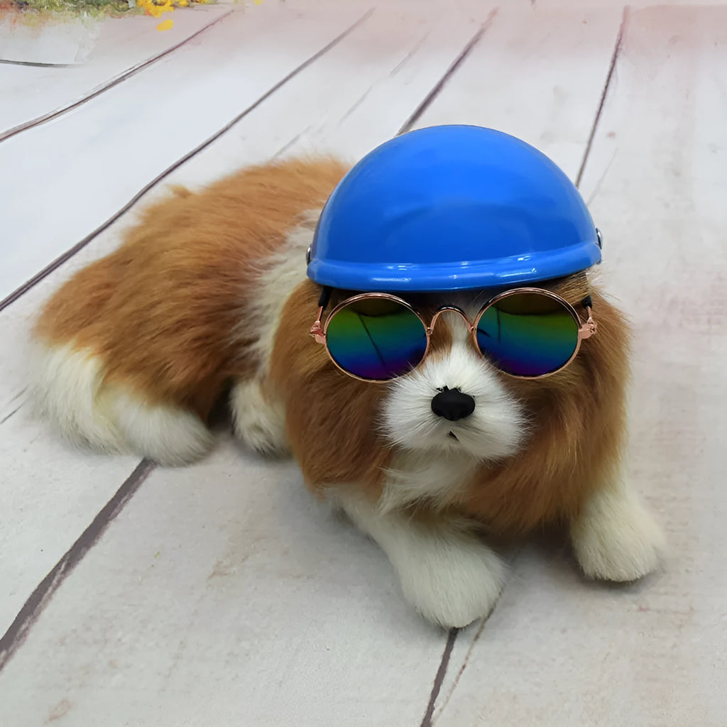 Plastic motorcycle cap helmet for dogs in solid colour with three size options