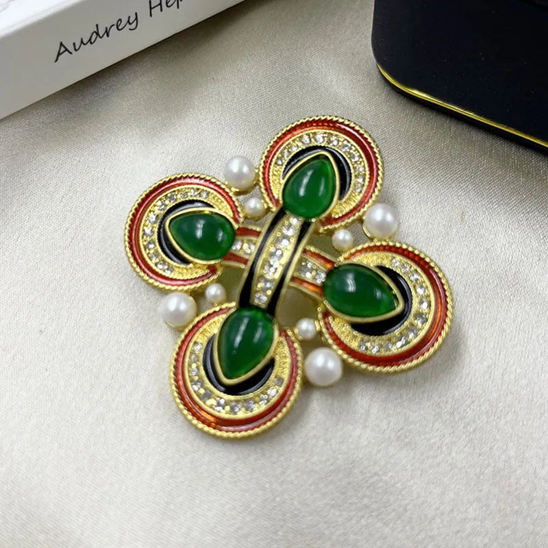 Medieval baroque crystal cross brooch in vintage style with eight colour variations