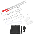 9-piece automotive maintenance tool set with air pump wedge, hooks, and crowbars for emergency vehicle access