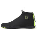 Mid-top quick-dry mesh beach shoe with non-slip rubber sole in black and fluorescent green.