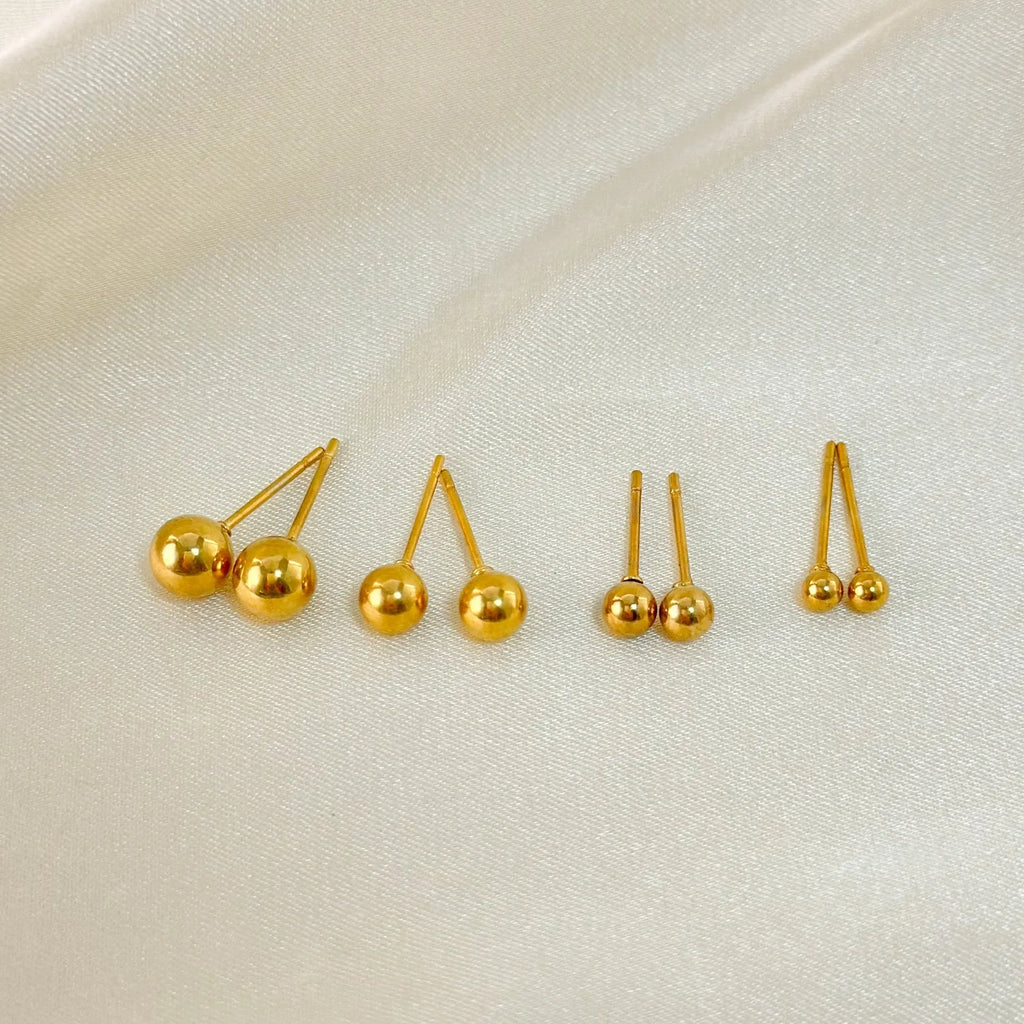 Stainless steel ball stud earrings geometric design gold silver electroplated finish