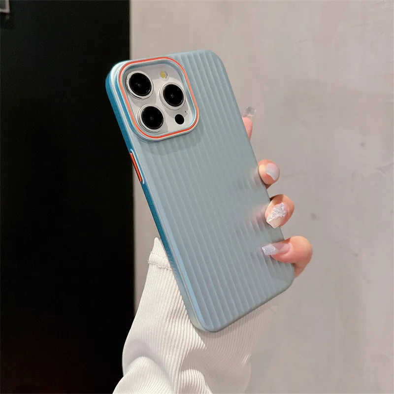 Anti-drop frosted PC half-pack phone case for iPhone in black, dark purple, gray, or silver.