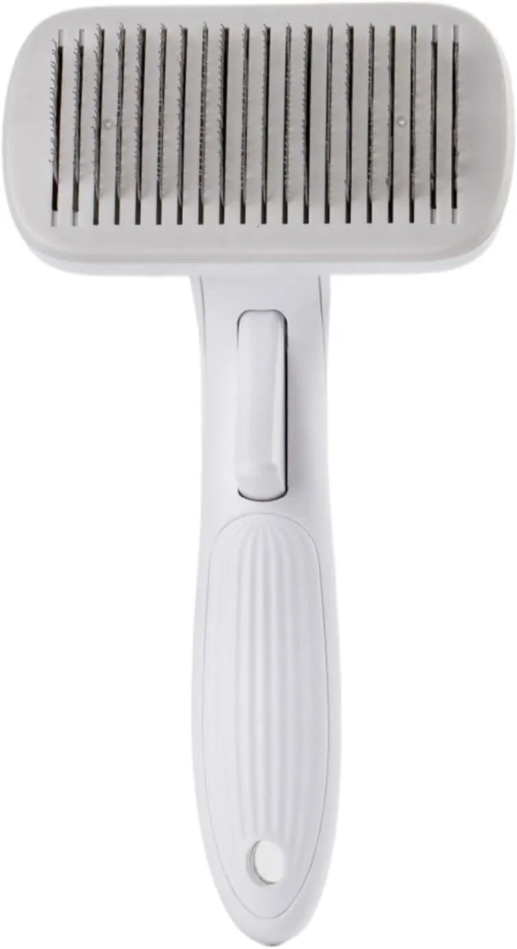 Blue automatic hair removal comb for pets on white background