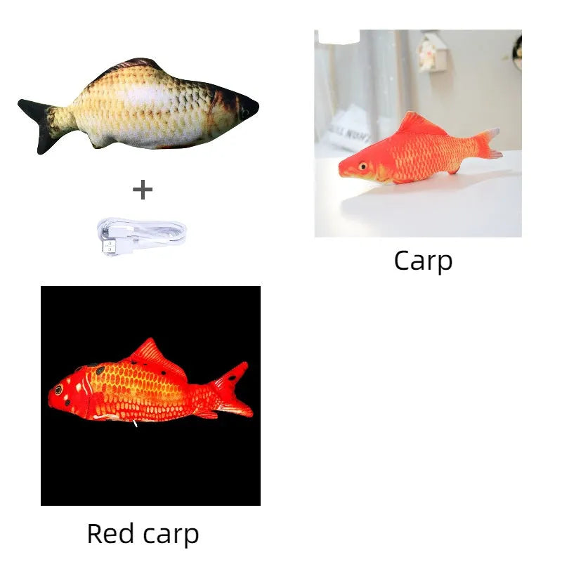 30cm electronic jumping fish cat toy with USB cable in multicolour fish designs