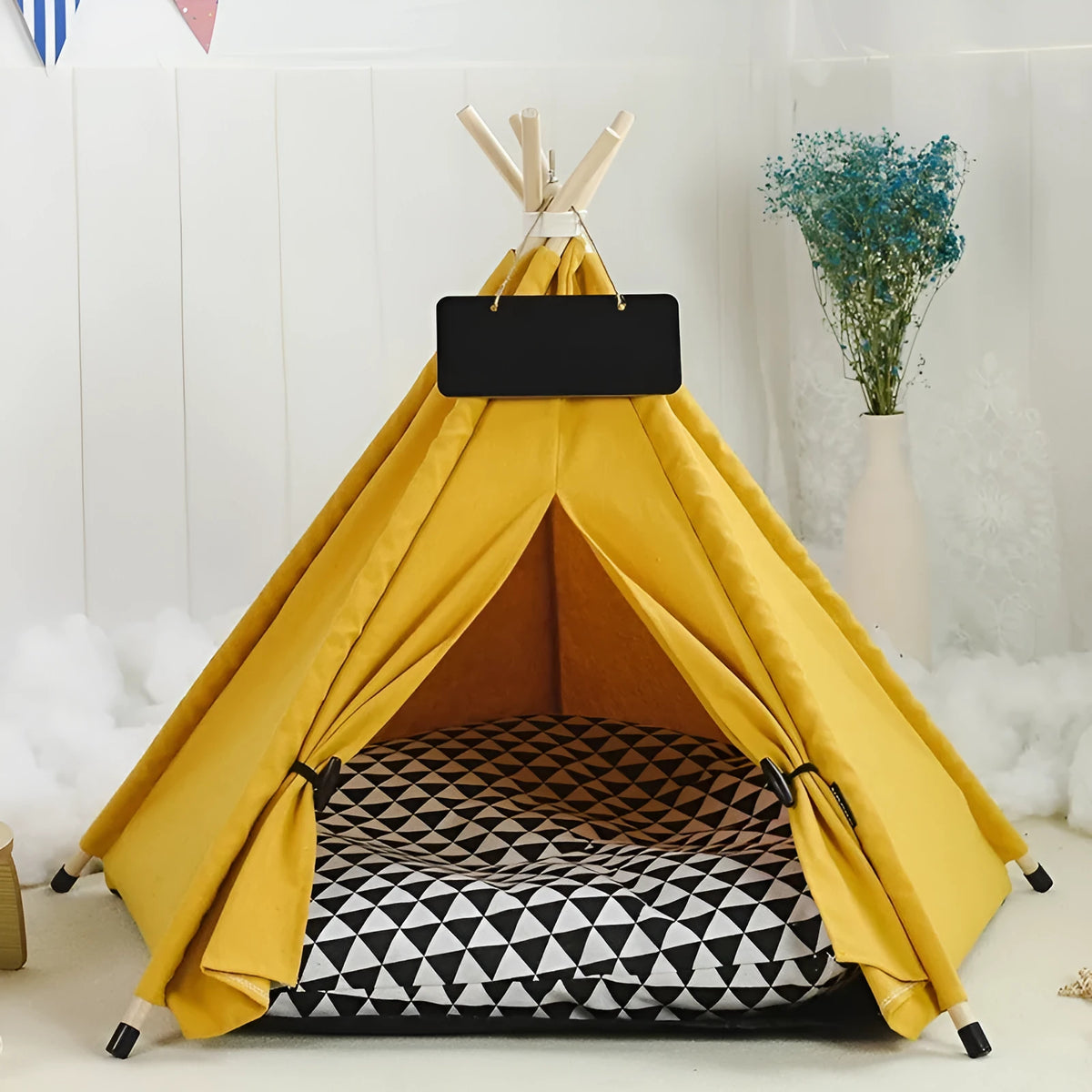 Foldable cloth pet tent cat house with removable washable cover, semi-enclosed cat nest in sizes S M L