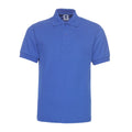 Men's loose fit solid colour short sleeve polo shirt on a hanger, shown in a plus size.
