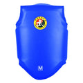 One-piece red boxing helmet and chest protector for training.