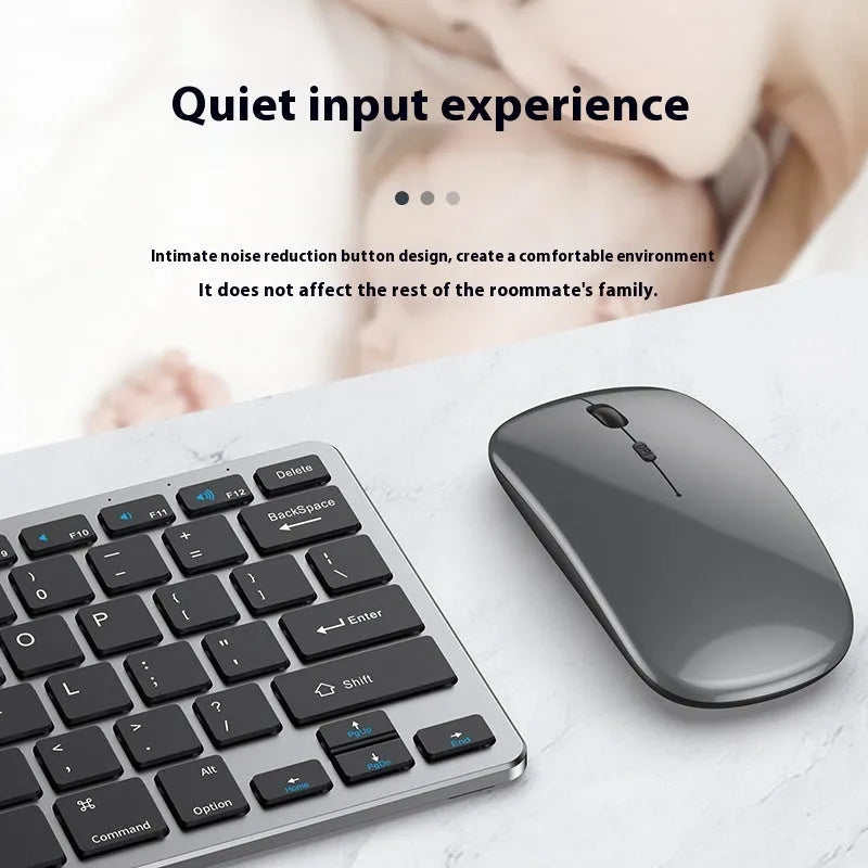Ultra-thin wireless keyboard and mouse suit in black, gun colour, or silver with rechargeable battery
